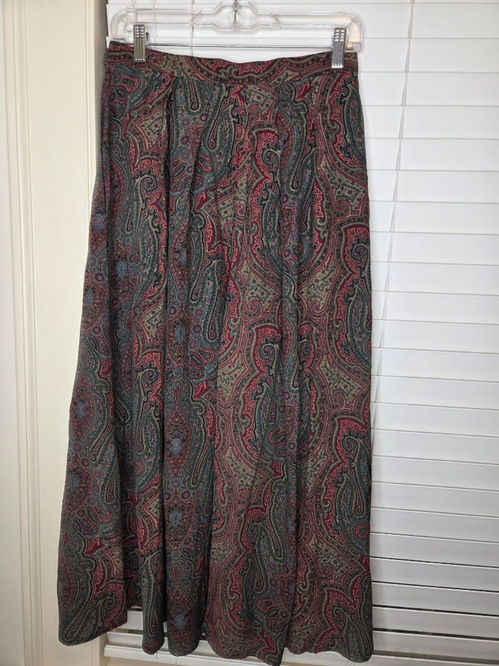 VTG J.G. Hook Paisley Long Skirt plated Womens 10 Rayon Classic preppy - Picture 7 of 7